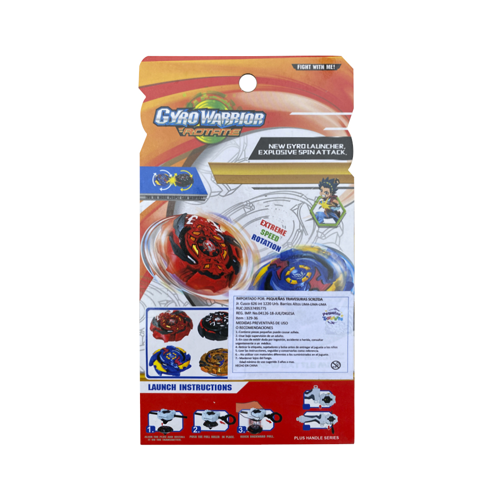 JUGUETE PARA NIÑOS LANZADOR GYRO WARRIOR ROTATE ROJO - 5