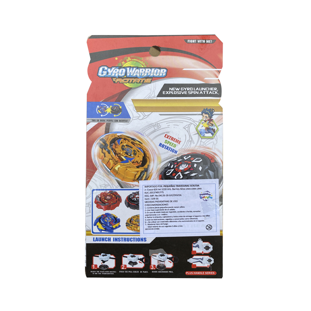 JUGUETE PARA NIÑOS LANZADOR GYRO WARRIOR ROTATE NEGRO - 3