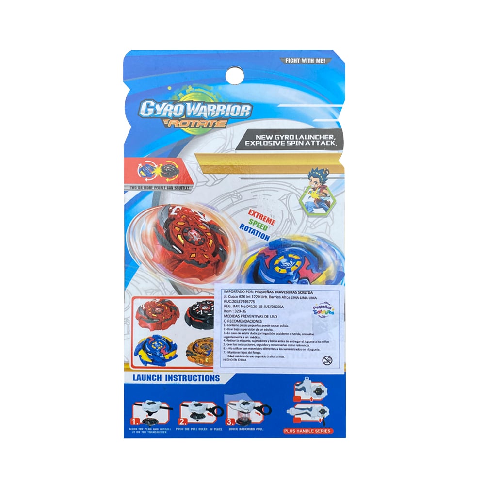JUGUETE PARA NIÑOS LANZADOR GYRO WARRIOR ROTATE AZUL - 3