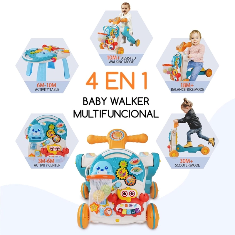 CAMINADOR MULTIFUNCIONAL 4 EN 1 CELESTE MUSICAL PARA BEBES - 2