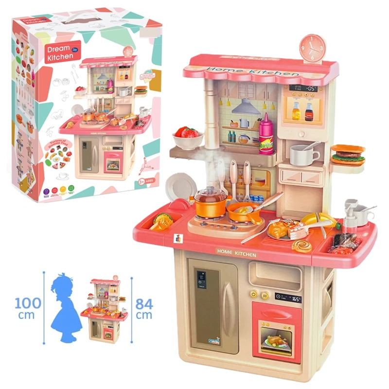 JUEGO COCINA ROSADA PARA NIÑAS CON SONIDOS 84 CM +36 ACCESORIOS - 1