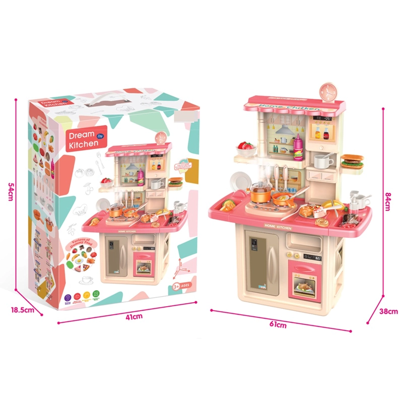 JUEGO COCINA ROSADA PARA NIÑAS CON SONIDOS 84 CM +36 ACCESORIOS - 7