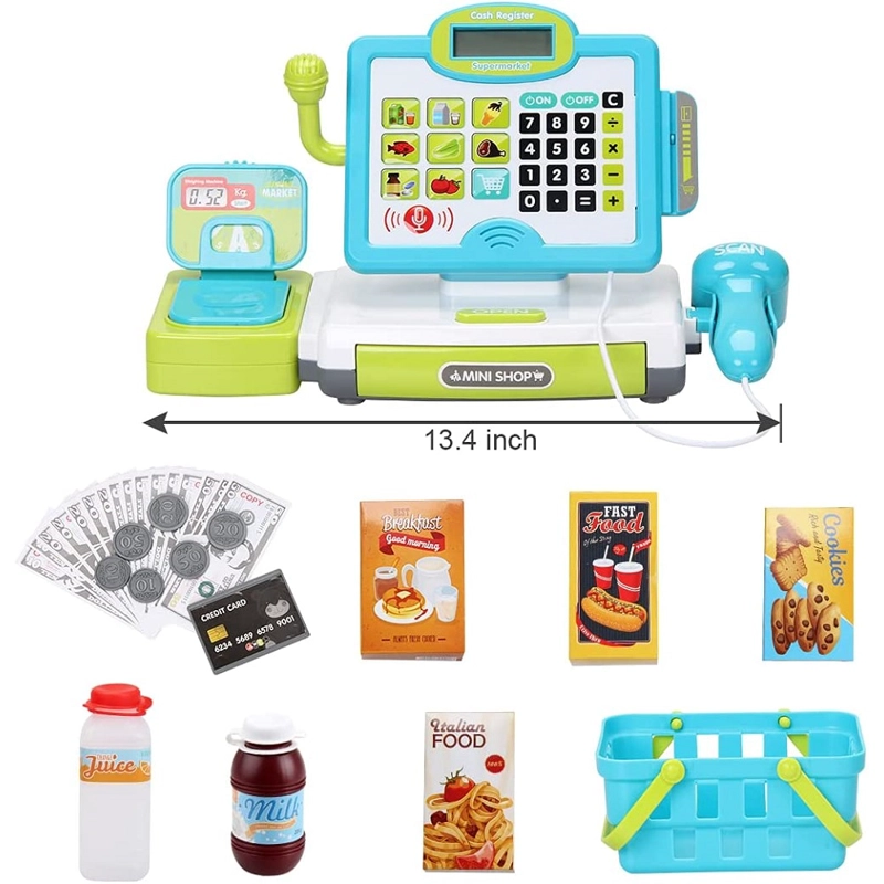 CAJA REGISTRADORA VERDE CON ESCANER Y SONIDOS +20 ACCESORIOS - 2