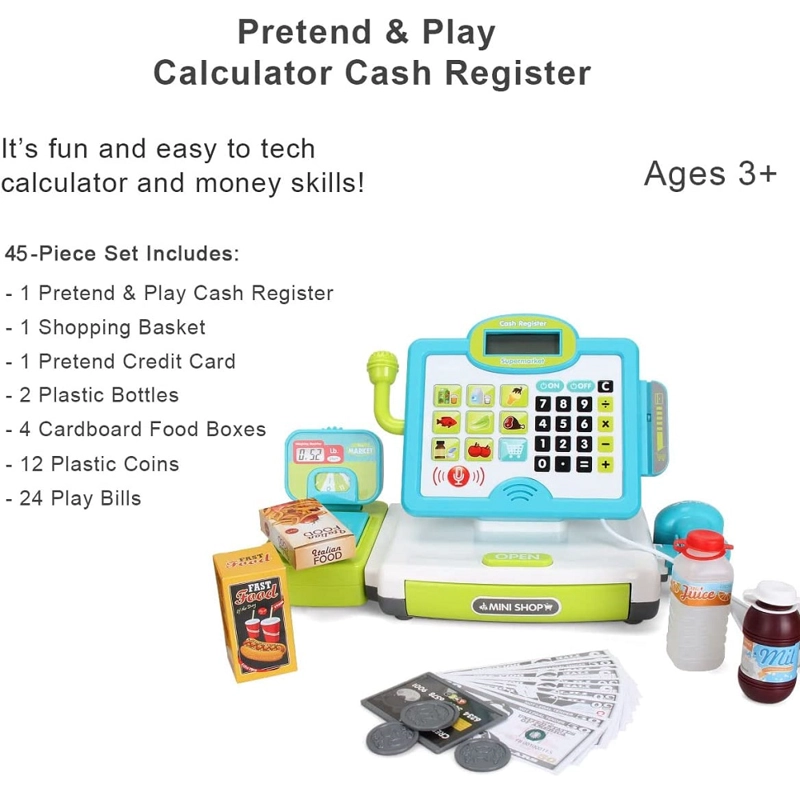 CAJA REGISTRADORA VERDE CON ESCANER Y SONIDOS +20 ACCESORIOS - 7