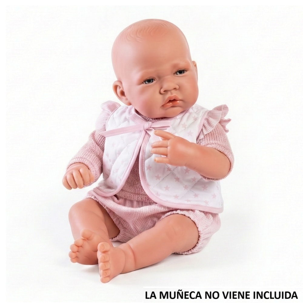 ROPA ANTONIO JUAN PARA MUÑECAS REBORN 42 CM - CHALECO ROSA ESTRELLITAS - 2