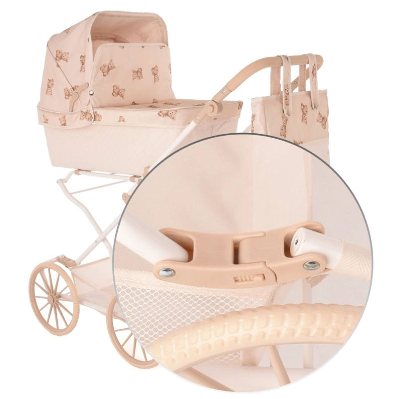 COCHE PARA MUÑECAS ROMA PRAMS TEDDY REBORN CON PARASOL - 4