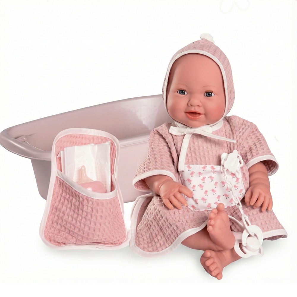 MUÑECA ANTONIO JUAN BEBÉ RECIEN NACIDA MIA PIPI CON BAÑERA 42 CM - 1