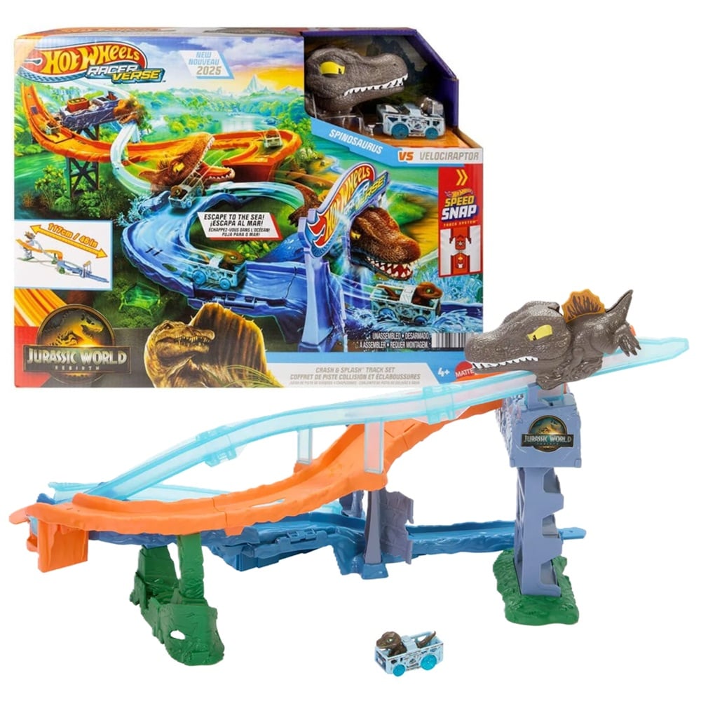 PISTA HOT WHEELS JURASSIC WORLD REBIRTH SPINOSAURUS VS VELOCIRAPTOR - 1