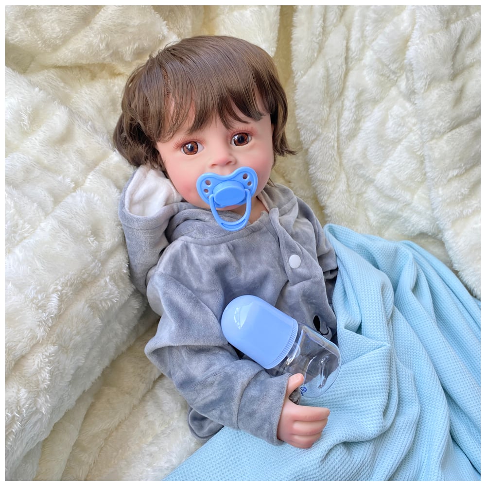 MUÑECA REBORN RECIÉN NACIDO LIAM VINILO SILICONADO 55CM - 4