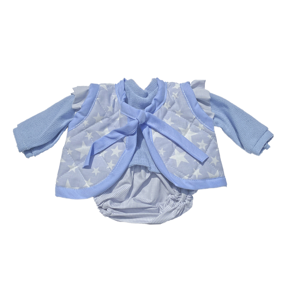 ROPA ANTONIO JUAN PARA MUÑECAS REBORN 42CM - CHALECO AZUL ESTRELLAS - 1