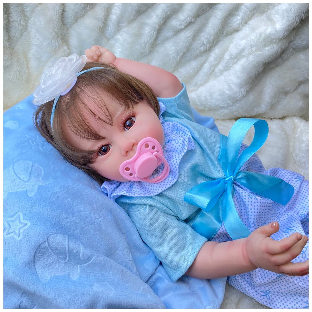 MUÑECA REBORN RECIÉN NACIDA RAVEN VINILO SILICONADO 45 CM - 4