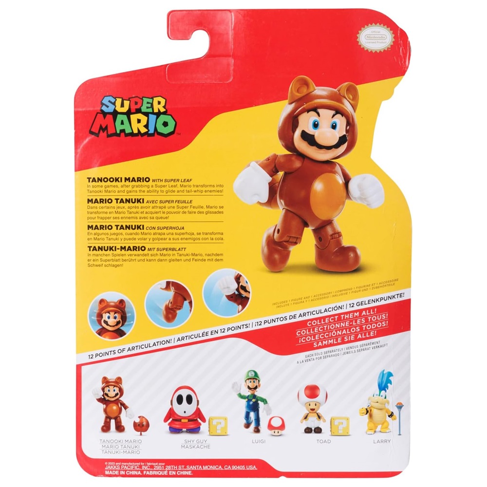 FIGURA ARTICULADA SUPER MARIO - MARIO TANOOKI 10 CM - 6