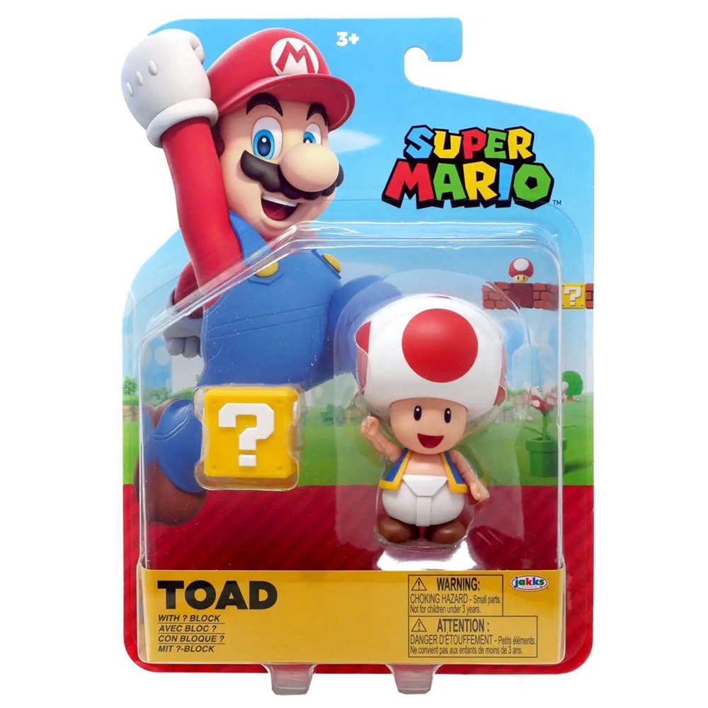 FIGURA ARTICULADA SUPER MARIO - TOAD CON BLOQUE 10 CM - 1