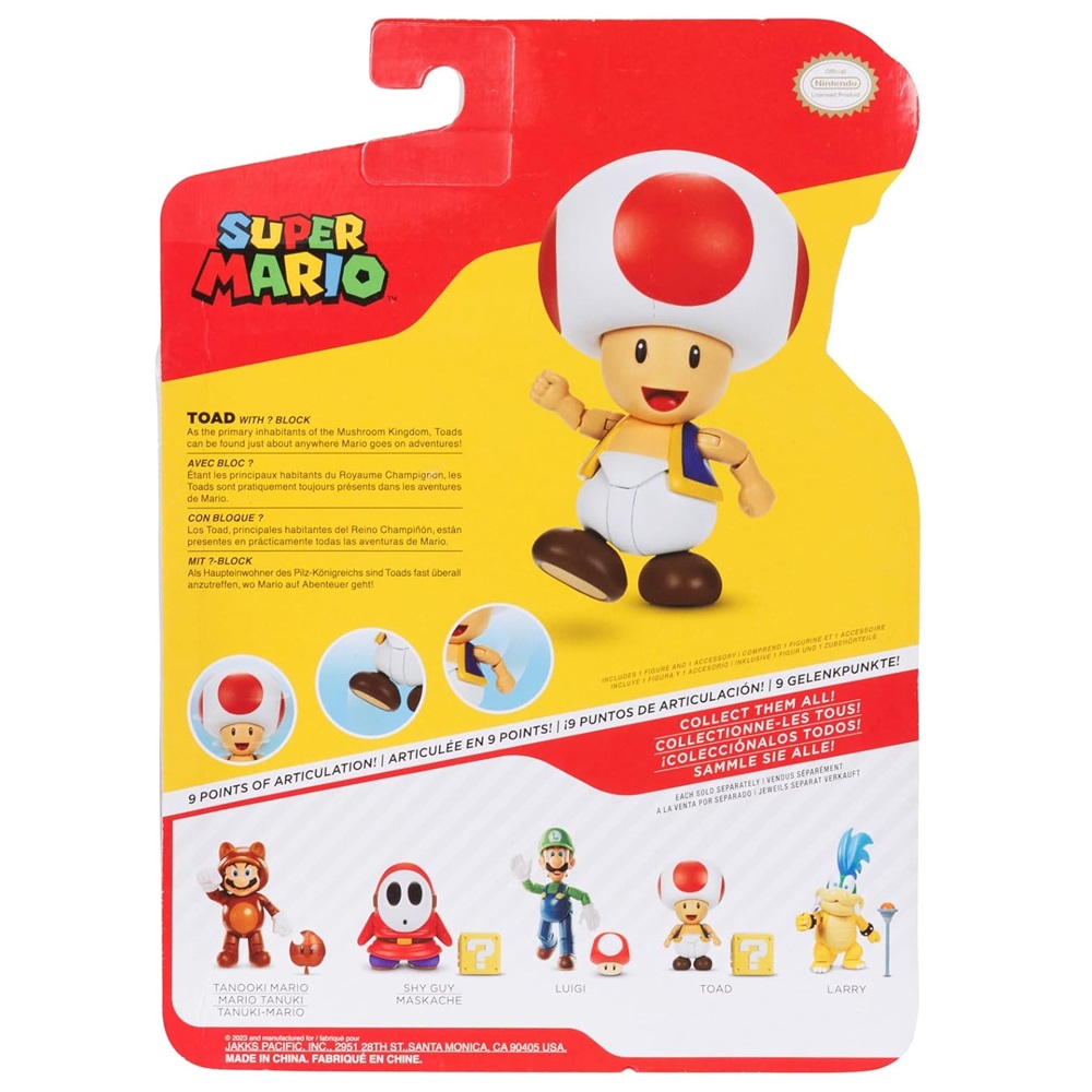 FIGURA ARTICULADA SUPER MARIO - TOAD CON BLOQUE 10 CM - 5