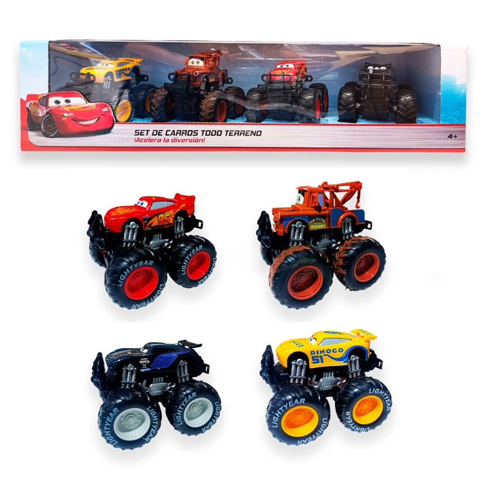 CARS PACK X4 MONSTERS TRUCKS A FRICCION - 1