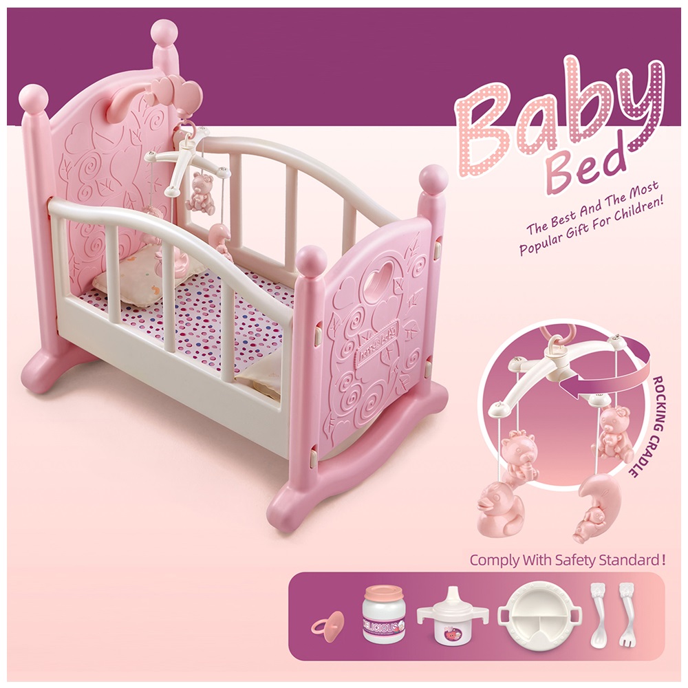 CUNA ROSADA PARA MUÑECAS CON ACCESORIOS - 2