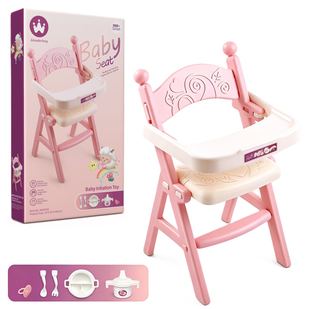 SILLA PARA COMER ROSADA PARA MUÑECAS CON ACCESORIOS - 1