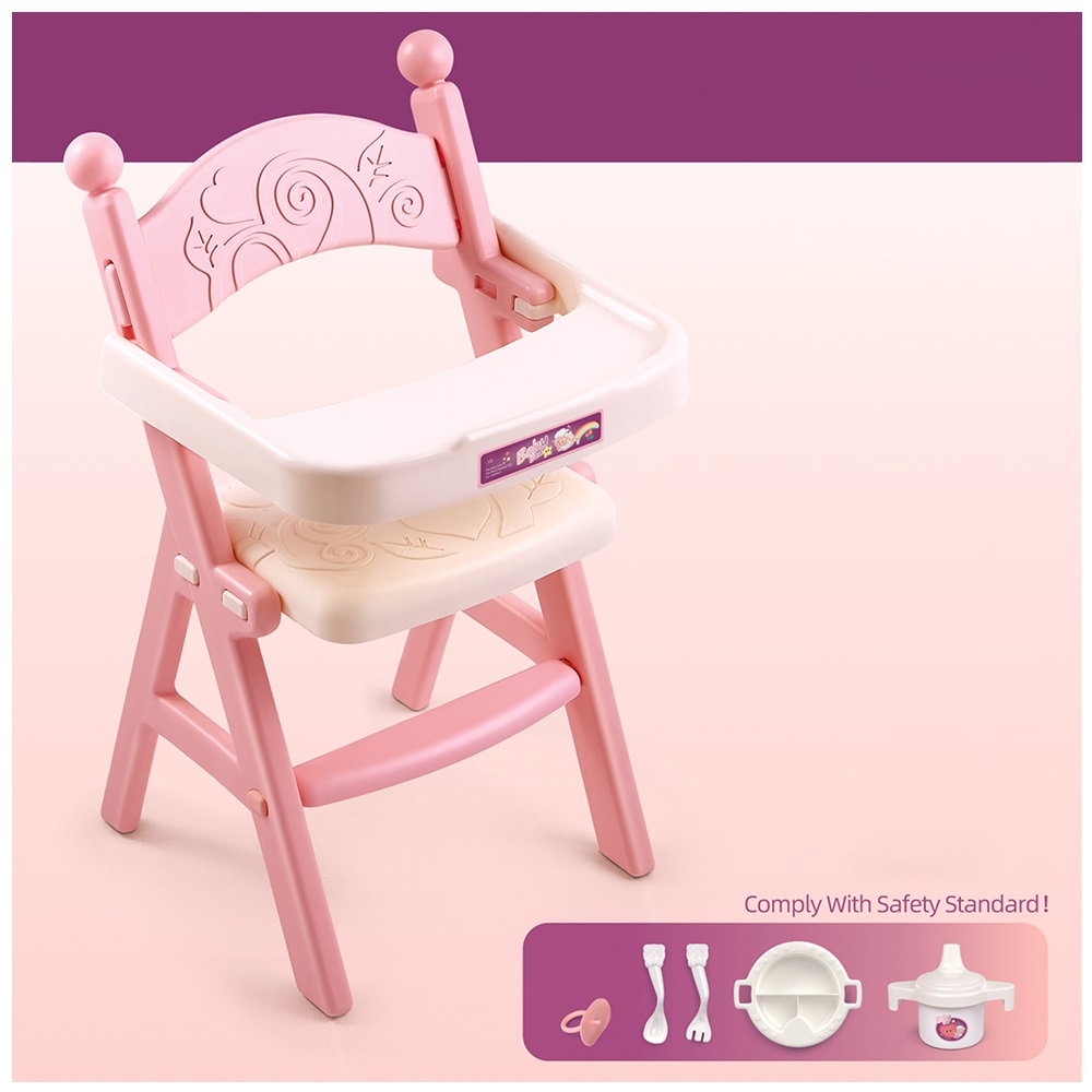 SILLA PARA COMER ROSADA PARA MUÑECAS CON ACCESORIOS - 2
