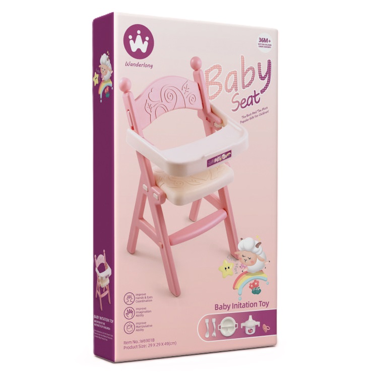 SILLA PARA COMER ROSADA PARA MUÑECAS CON ACCESORIOS - 3
