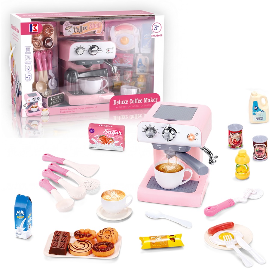 CAFETERA ROSADA DELUXE CON +25 ACCESORIOS - 1