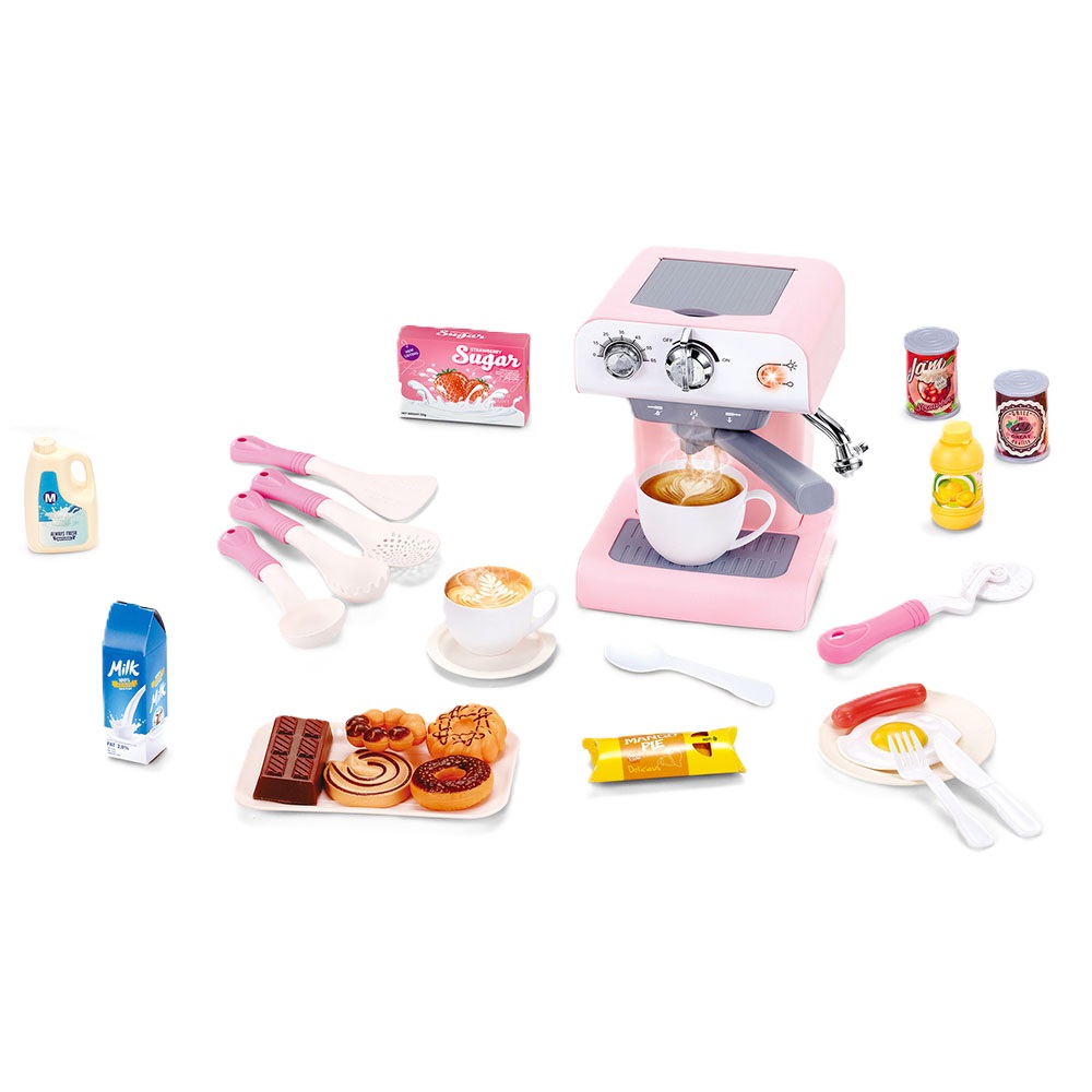 CAFETERA ROSADA DELUXE CON +25 ACCESORIOS - 3