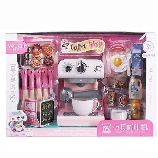 CAFETERA ROSADA DELUXE CON +25 ACCESORIOS - 4