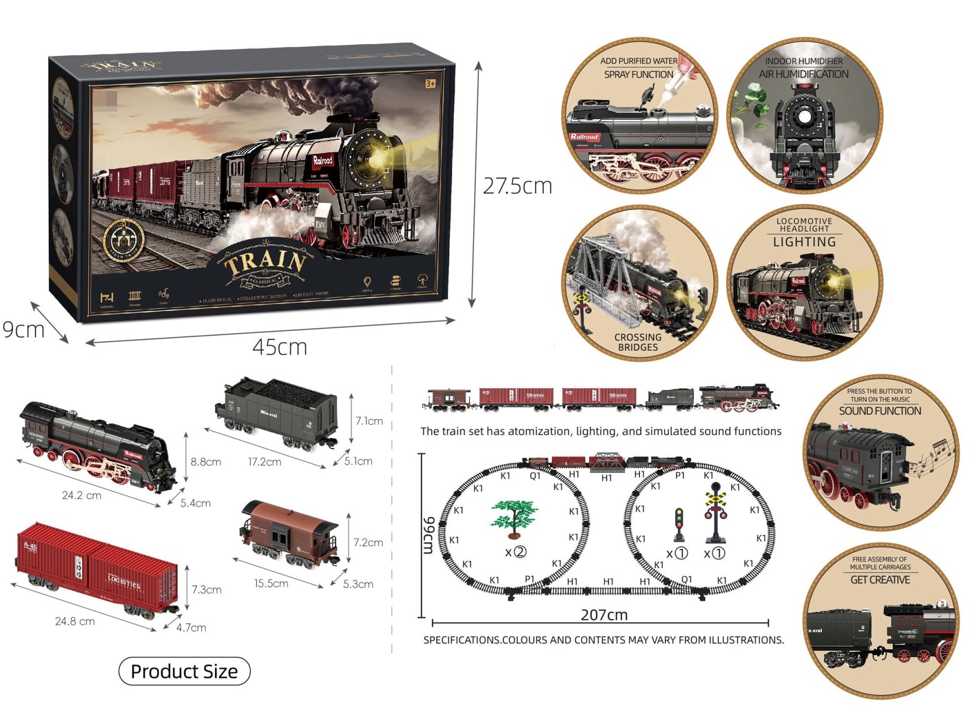 TREN ELECTRICO NEGRO CON HUMO LUCES Y SONIDO - 2