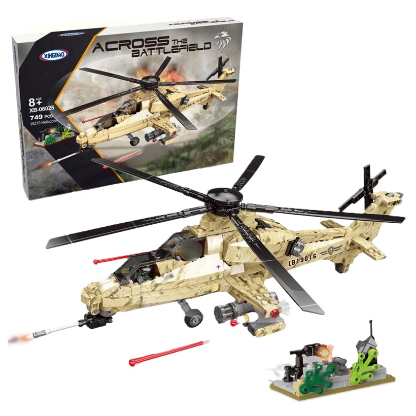 BLOQUES ARMABLES HELICÓPTERO MILITAR WZ10 749 PCS - 1