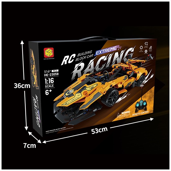 AUTO DE CARRERAS ARMABLE RC AMARILLO 516 PCS A CONTROL REMOTO - 2