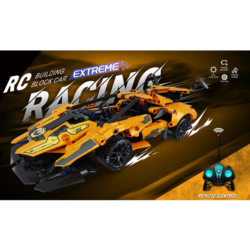 AUTO DE CARRERAS ARMABLE RC AMARILLO 516 PCS A CONTROL REMOTO - 3