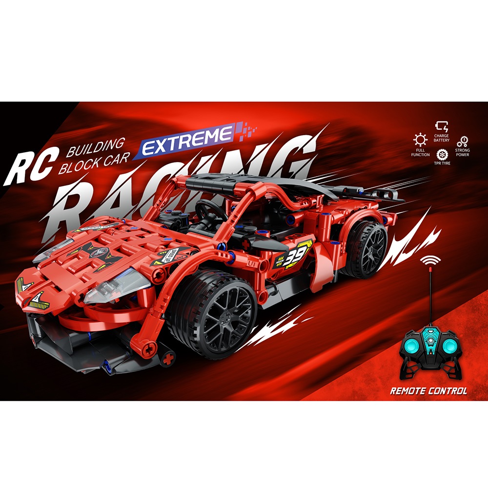 AUTO DE CARRERAS ARMABLE RC ROJO 503 PCS A CONTROL REMOTO - 3