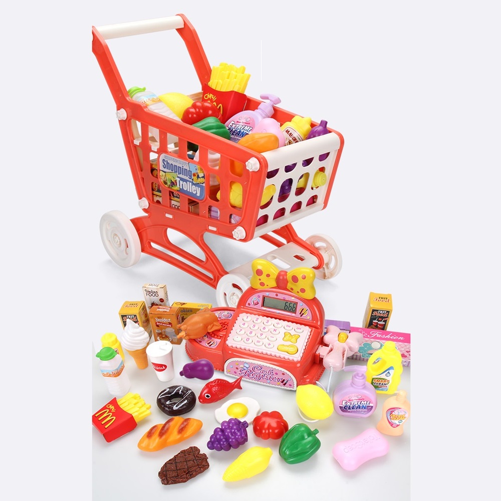 SET CAJA REGISTRADORA CON CARRITO DE COMPRAS +30 ACCESORIOS - 3