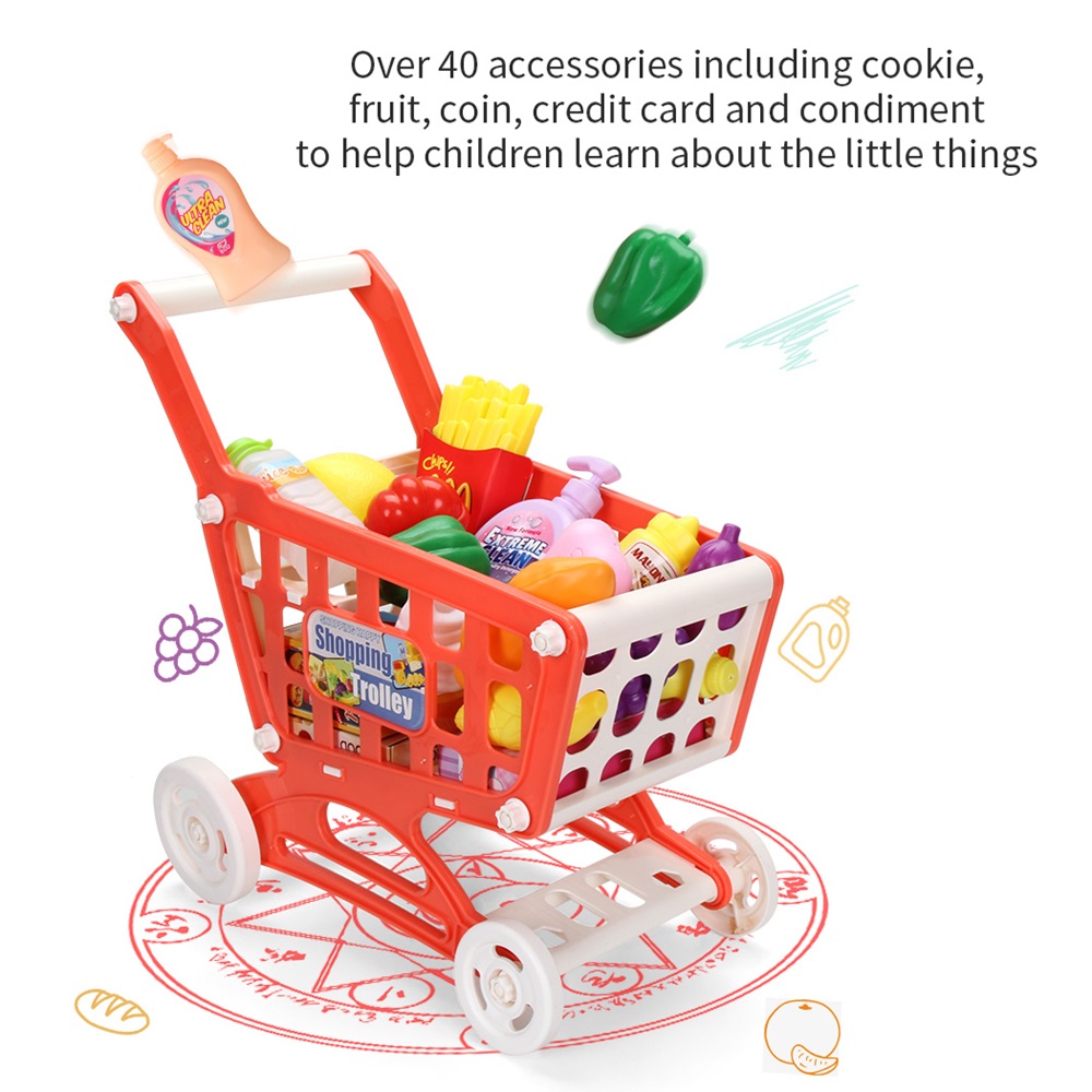 SET CAJA REGISTRADORA CON CARRITO DE COMPRAS +30 ACCESORIOS - 6