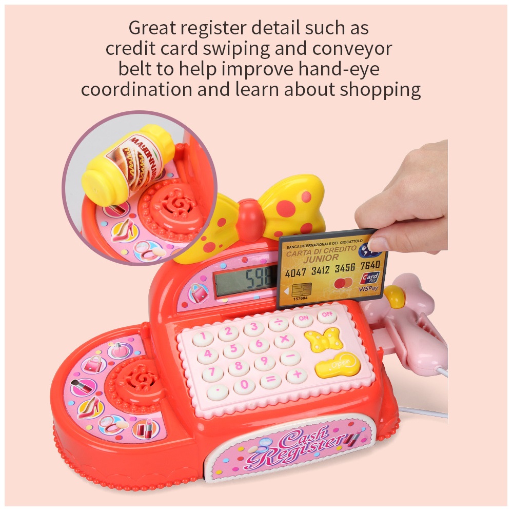 SET CAJA REGISTRADORA CON CARRITO DE COMPRAS +30 ACCESORIOS - 7