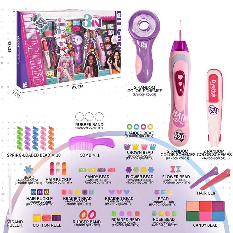 KSY DIY SET DE PEINADOS Y TRENZAS 3 EN 1 PARA NIÑAS - 3