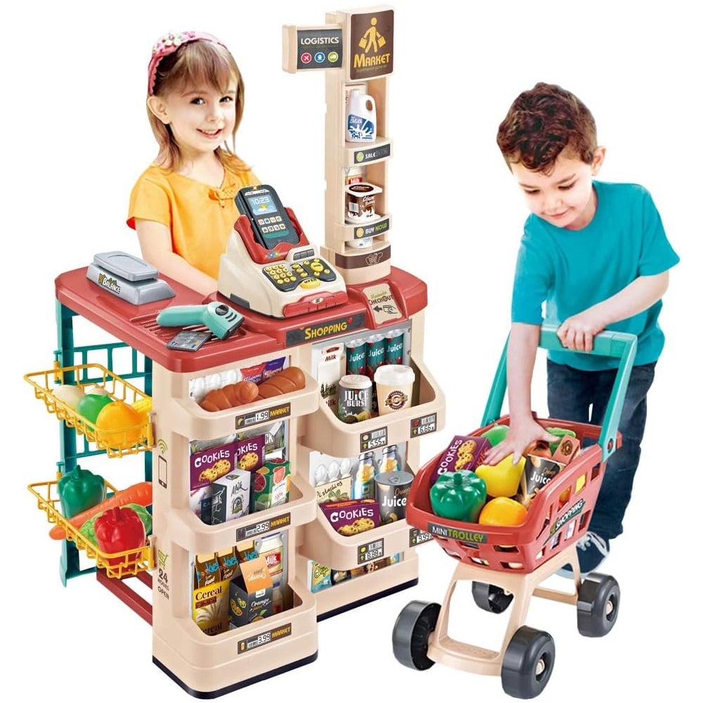 JUEGO SUPERMERCADO SUPERMARKET + COCHE DE COMPRAS 48 PCS - 1