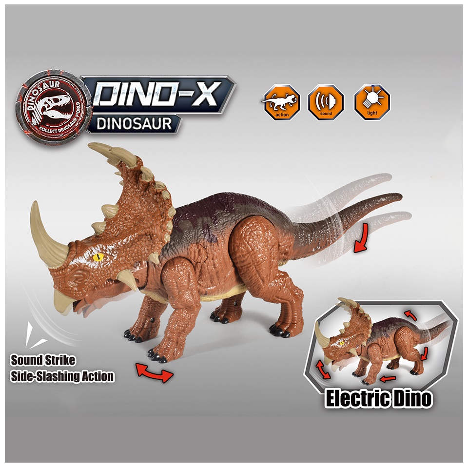 JUGUETE DINOSAURIO TRICERATOPS CON LUZ Y SONIDO 35 CM - 3