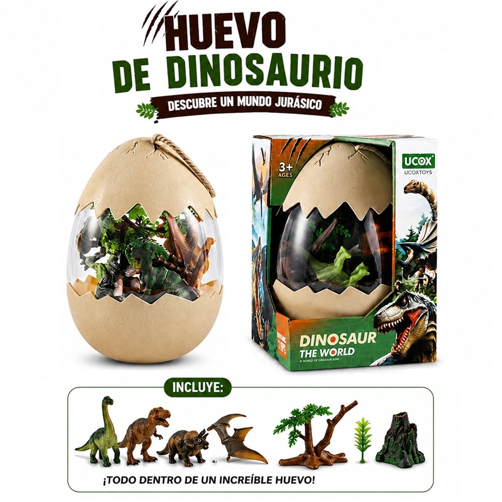 HUEVO SORPRESA CON DINOSAURIOS Y ACCESORIOS - 1