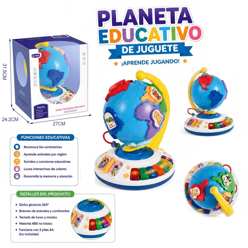 JUGUETE EDUCATIVO GLOBO TERRAQUEO PLANETA TIERRA - 1