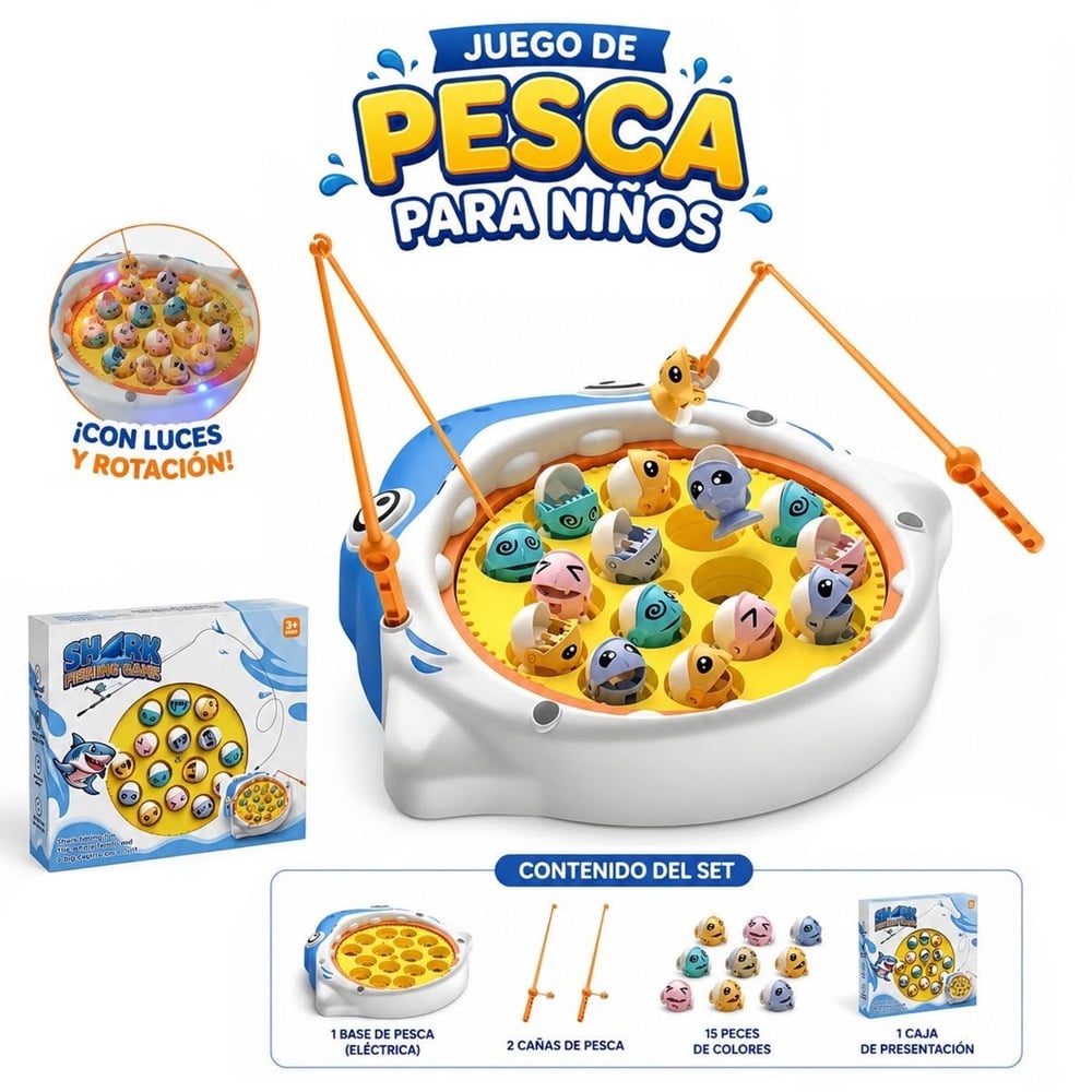JUEGO DE MESA PARA NIÑOS JUEGO DE PESCA ELÉCTRICO 15 PECES - 1