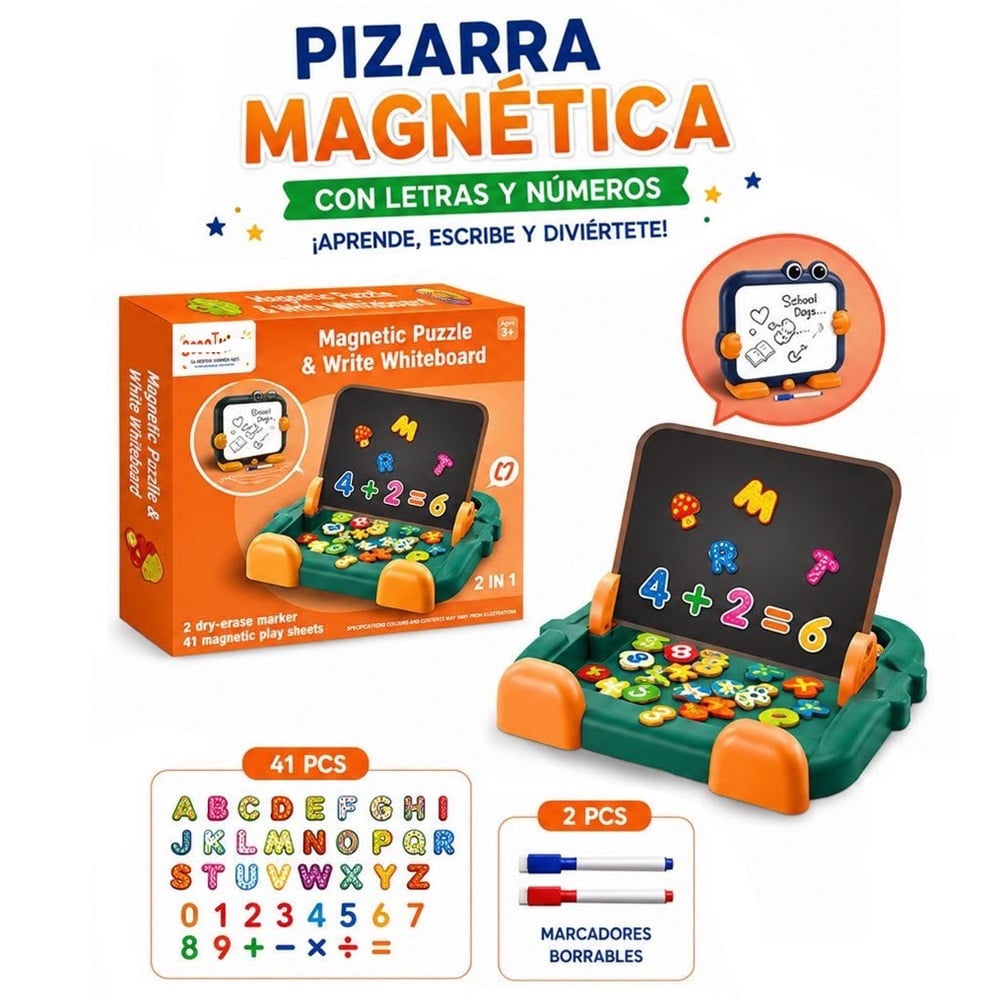 PIZARRA MAGNETICA EDUCATIVA 2 EN 1 PARA NIÑOS - 1