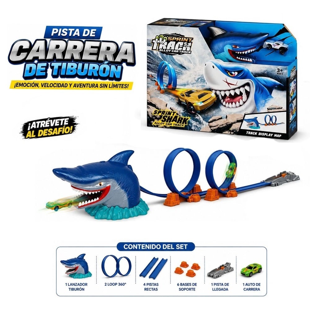 PISTA DE CARRERAS TIBURÓN CON LANZADOR - 1