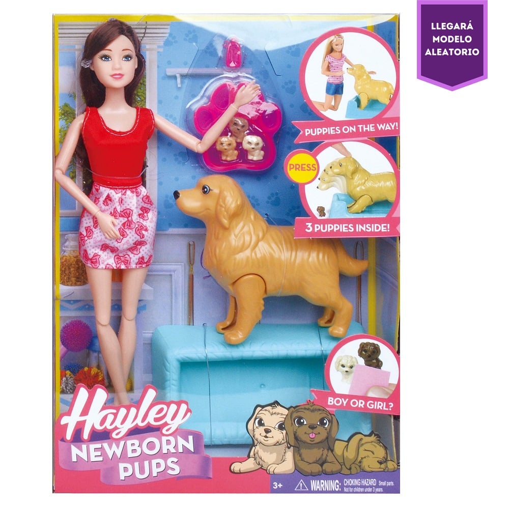 MUÑECA FASHION HAYLEY CON CACHORROS RECIEN NACIDOS - 1