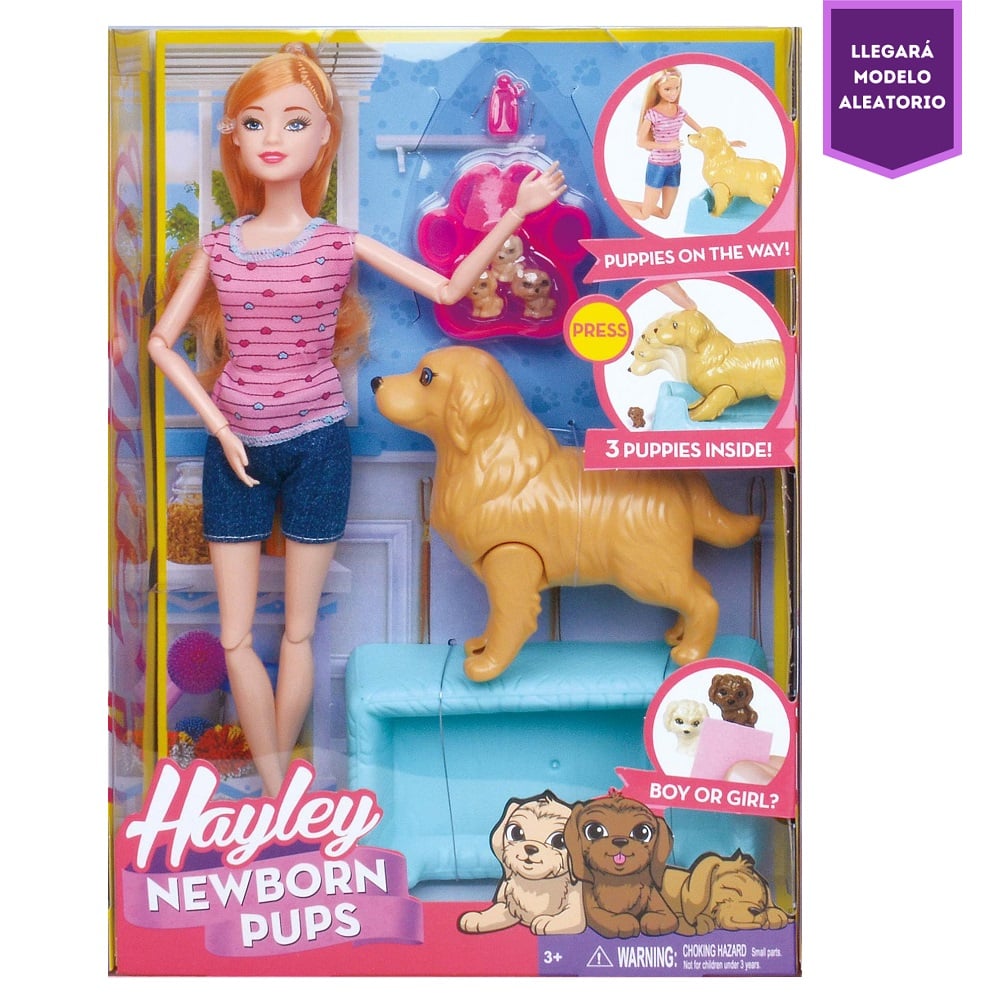 MUÑECA FASHION HAYLEY CON CACHORROS RECIEN NACIDOS - 2