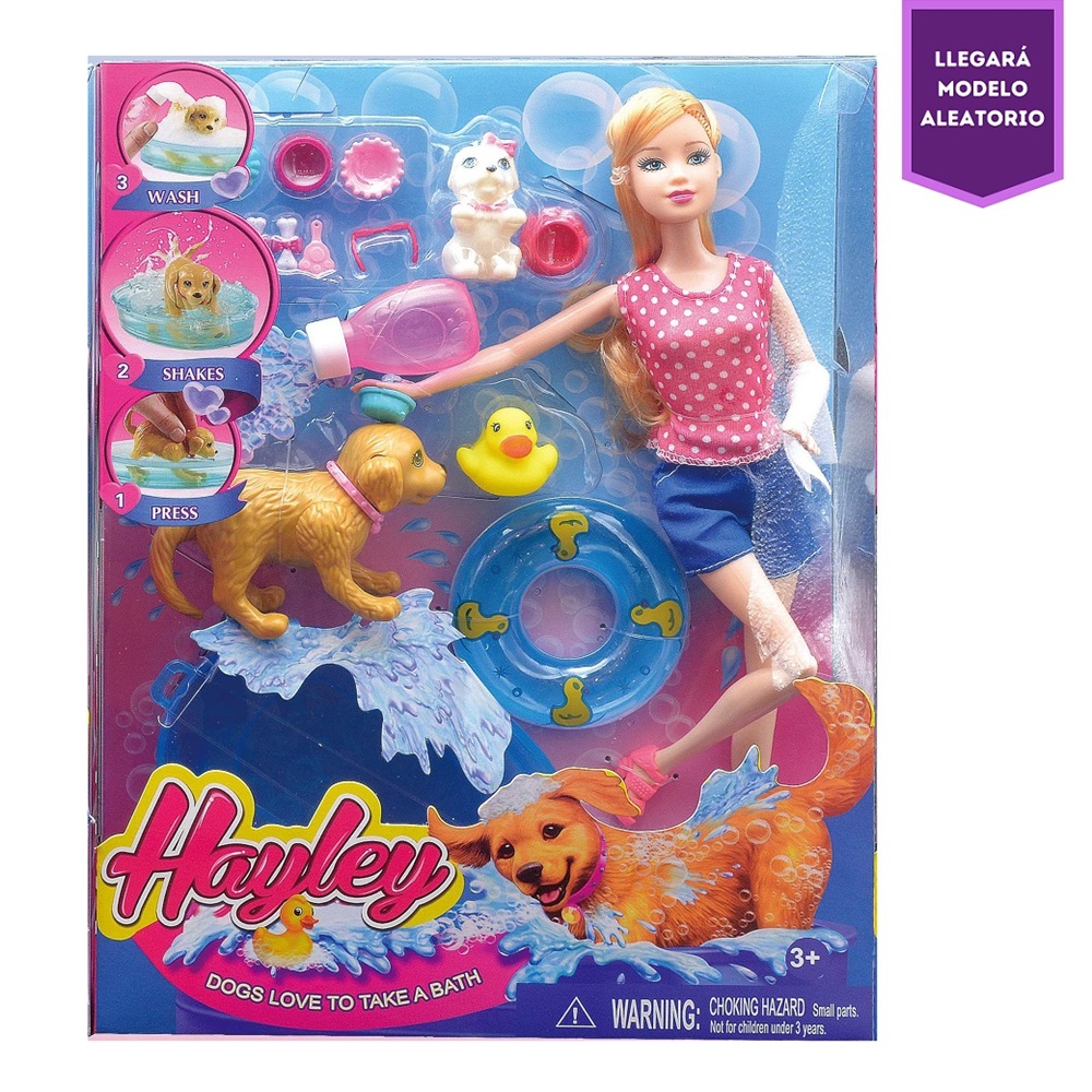 MUÑECA FASHION HAYLEY CON MASCOTAS Y ACCESORIOS DE BAÑO - 2