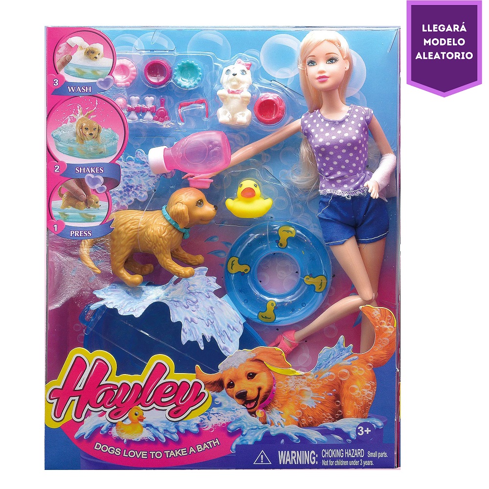 MUÑECA FASHION HAYLEY CON MASCOTAS Y ACCESORIOS DE BAÑO - 3