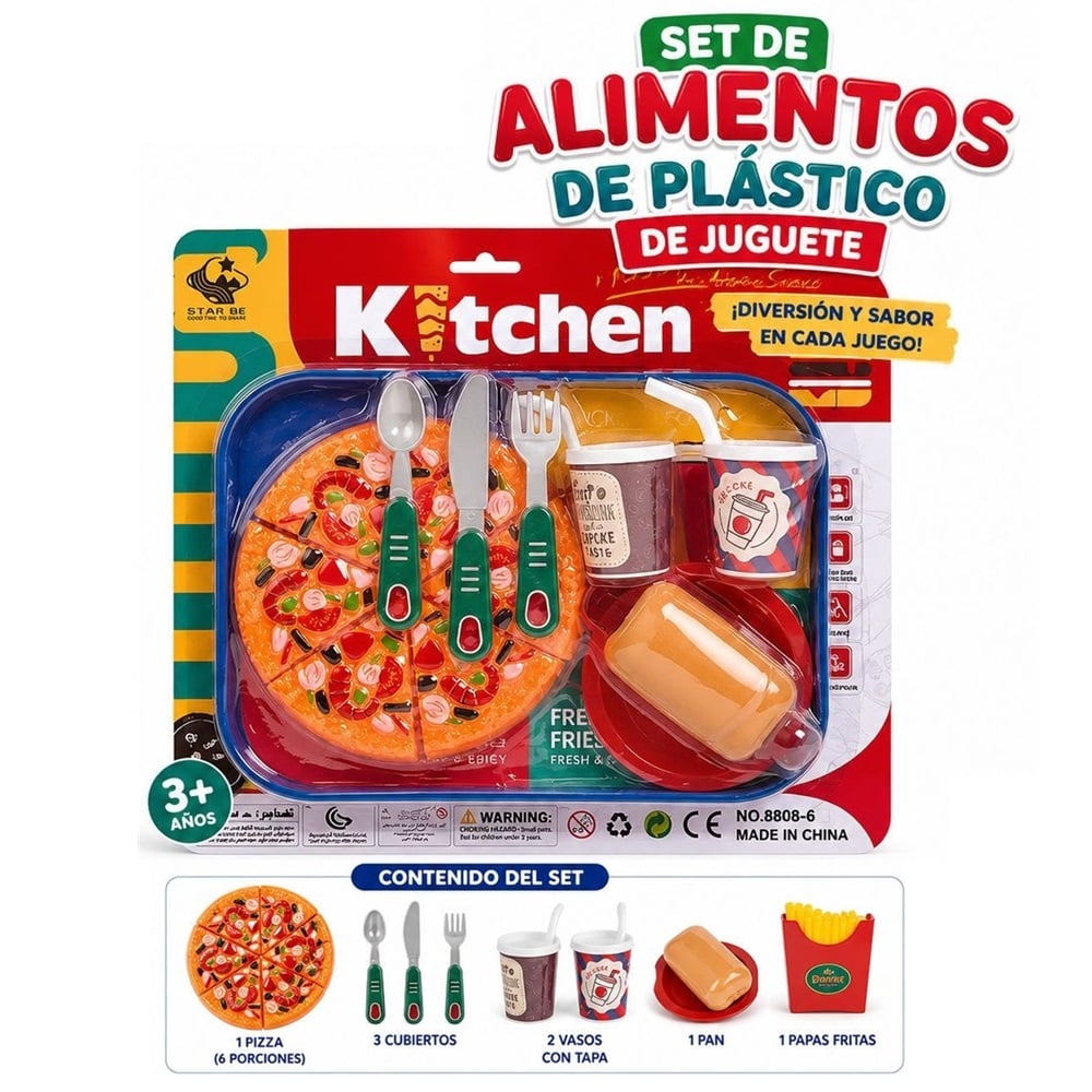 SET BLISTER JUGUETES DE COMIDA RAPIDA FAST FOOD - PIZZA - 1