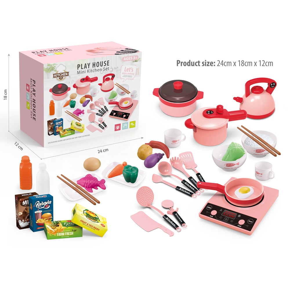 SET ACCESORIOS DE COCINA PARA NIÑAS ROSADO +40 PCS - 1