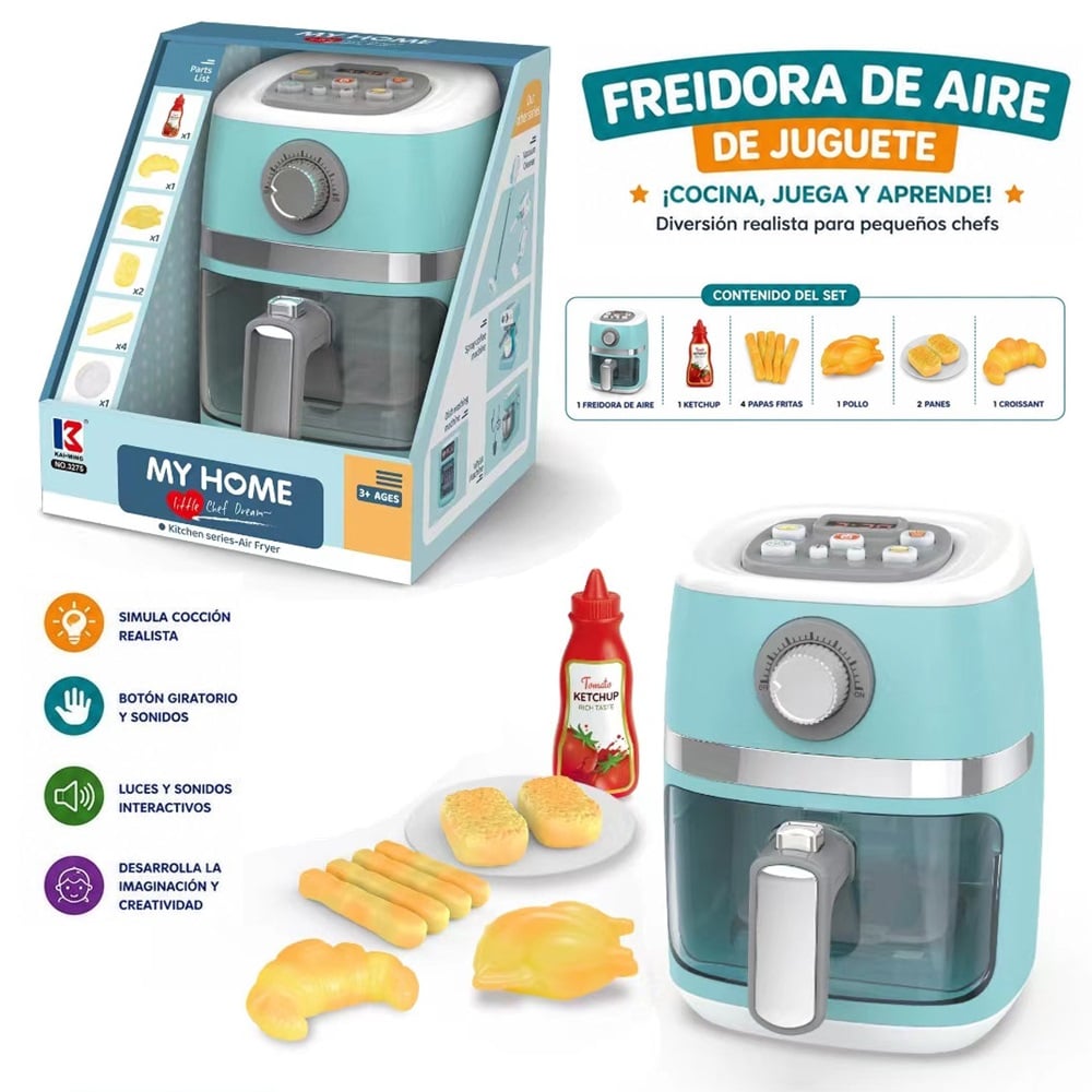 FREIDORA DE AIRE DE JUGUETE PARA NIÑOS CON LUCES Y SONIDOS - 1