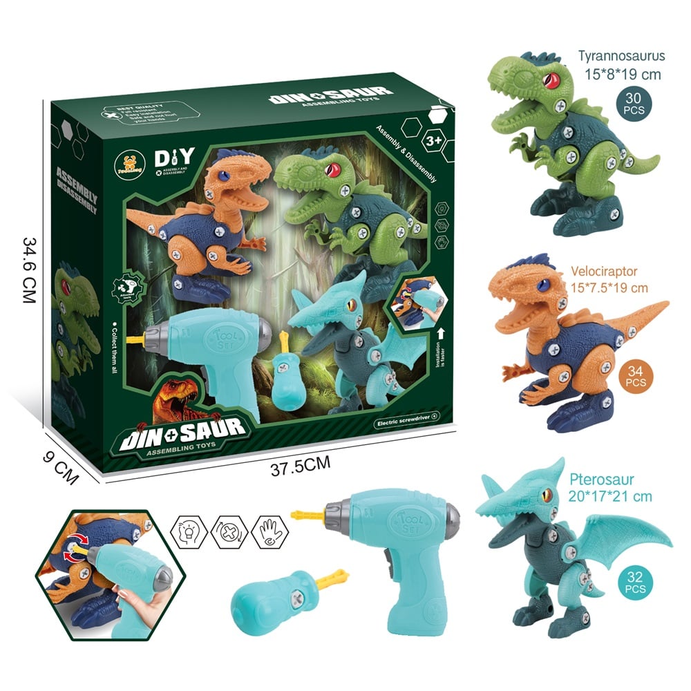 SET DE 3 DINOSAURIOS PARA ARMAR CON DESTORNILLADOR - 1